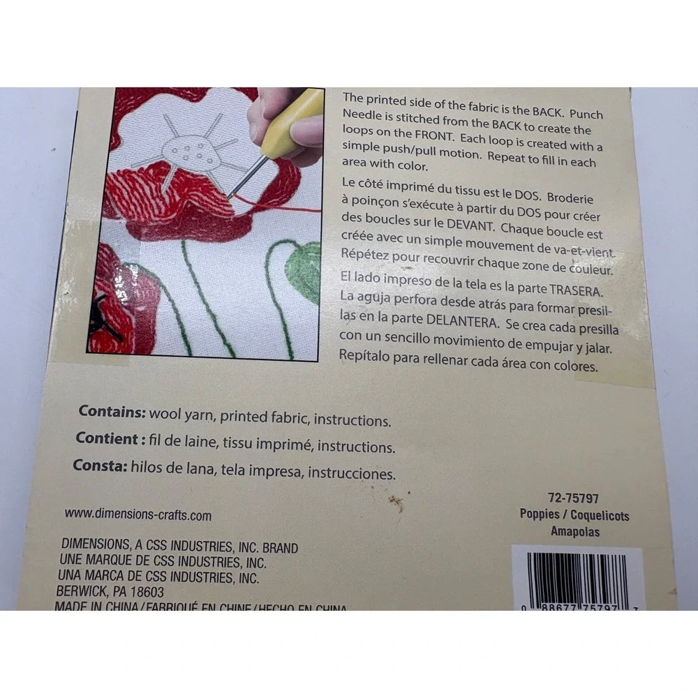 Loops & Threads Punch Needle Embroidery Kit Set of 2 Cactus & Poppies 8in